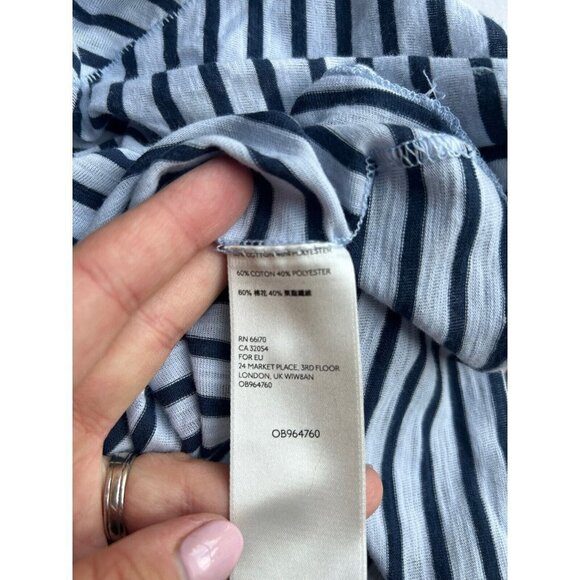 We The Free People T-Shirt Pullover Top Knit Short Sleeve Blue Striped Size M - Picture 8 of 9